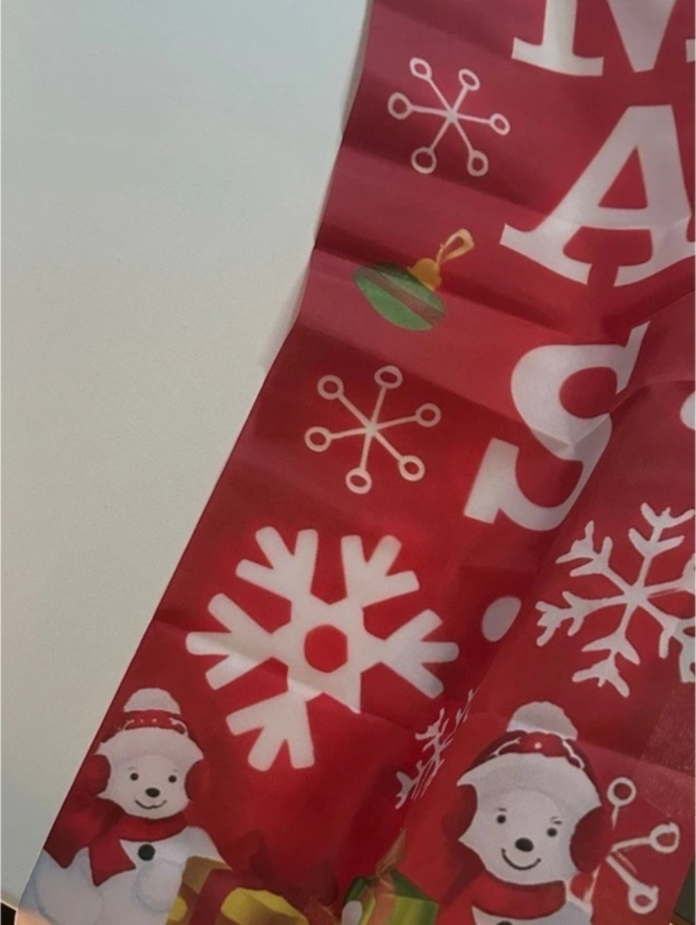 Christmas Holiday Decor Banner Red & White